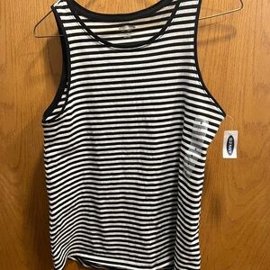 Old Navy Black and White Striped Tank Top